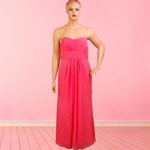 DAVID'S BRIDAL size 16 coral off-the-shoulder strapless full-length gown